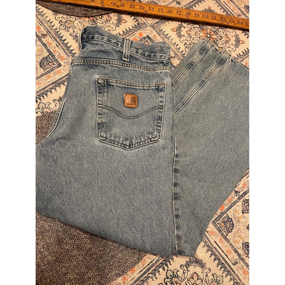 Carhartt Traditional Fit Jeans Light Wash Denim B480 LVB 36x30 Mens Straight Leg - Picture 1 of 7